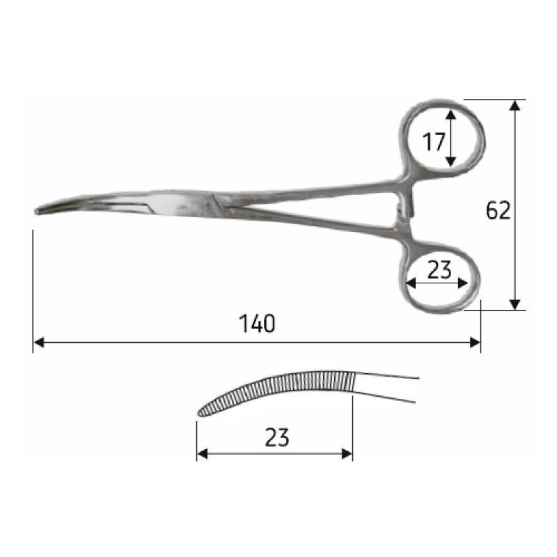 Затискач судинний Providence Hospital, загнутий, 14 см.Surgicon